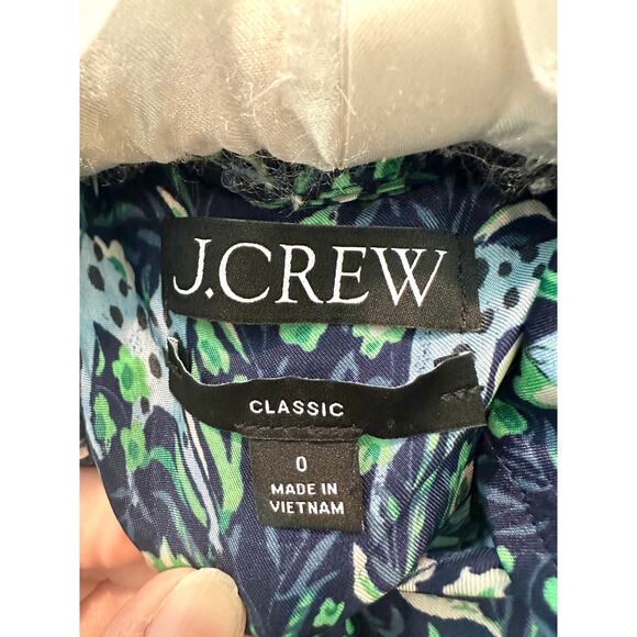 J.CREW | Classic Button Down Shirt Blue Green Floral Leopard Print | Size 0 - Picture 6 of 7